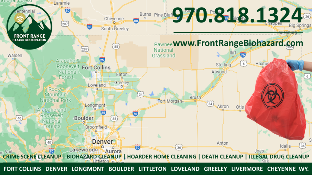 Crime Scene Cleanup Biohazard Cleaning Map of Larimer County and Fort Collins in Northern Colorado